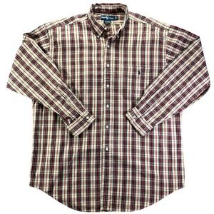 Ralph Lauren Big Shirt Mens‎ L Plaid Button Down Long Sleeve Cotton Casual